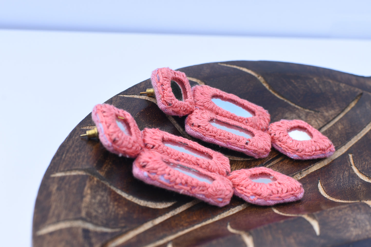 Pink mirror earrings