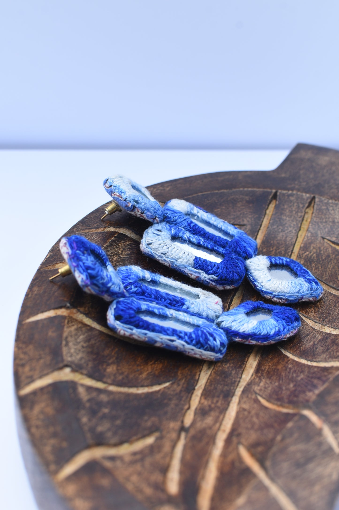 Blue shaded mirror earrings