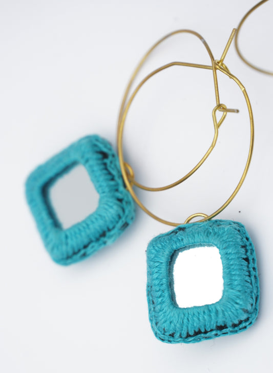 Square mirror earrings