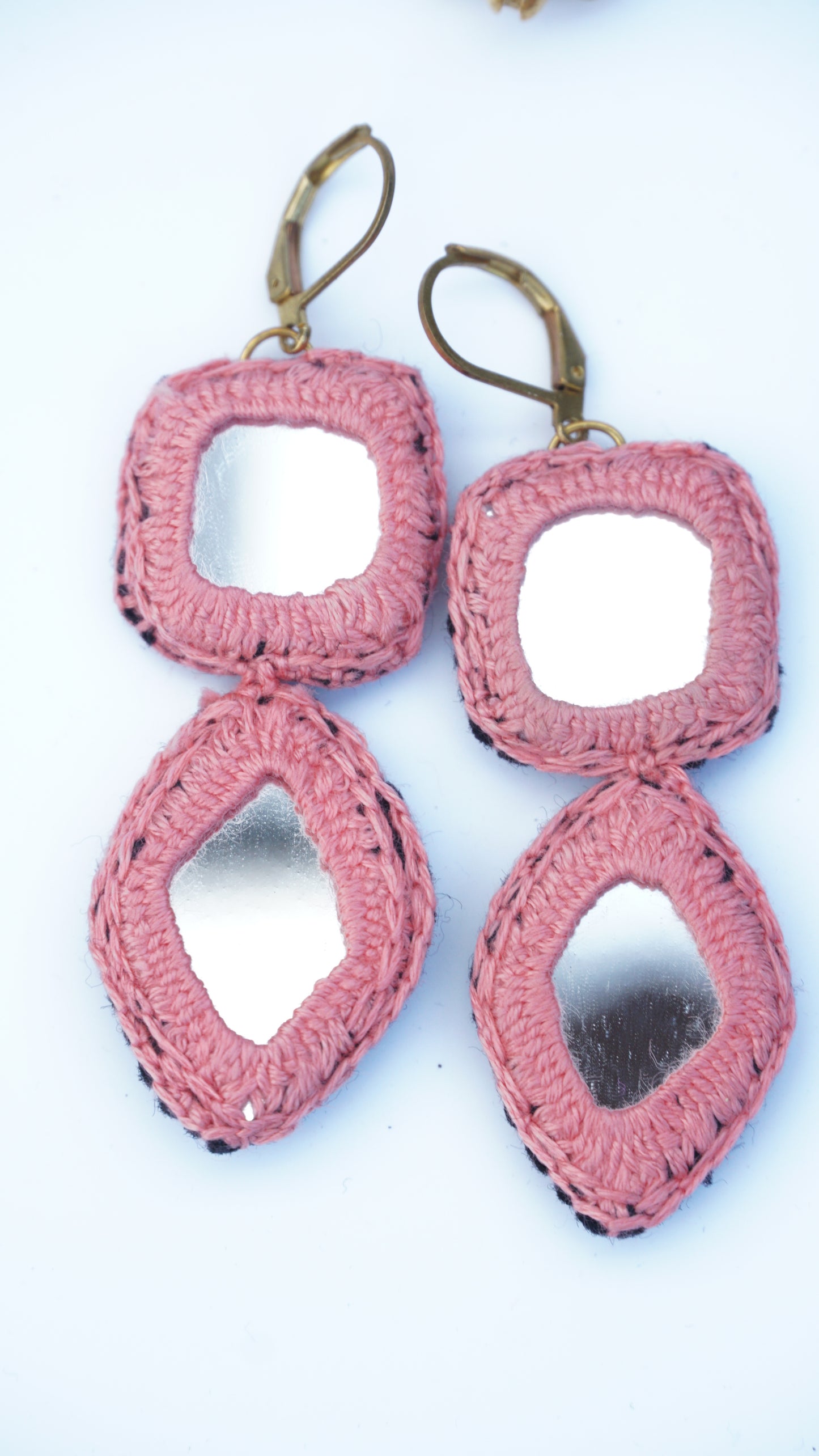 Pink mirror necklace set