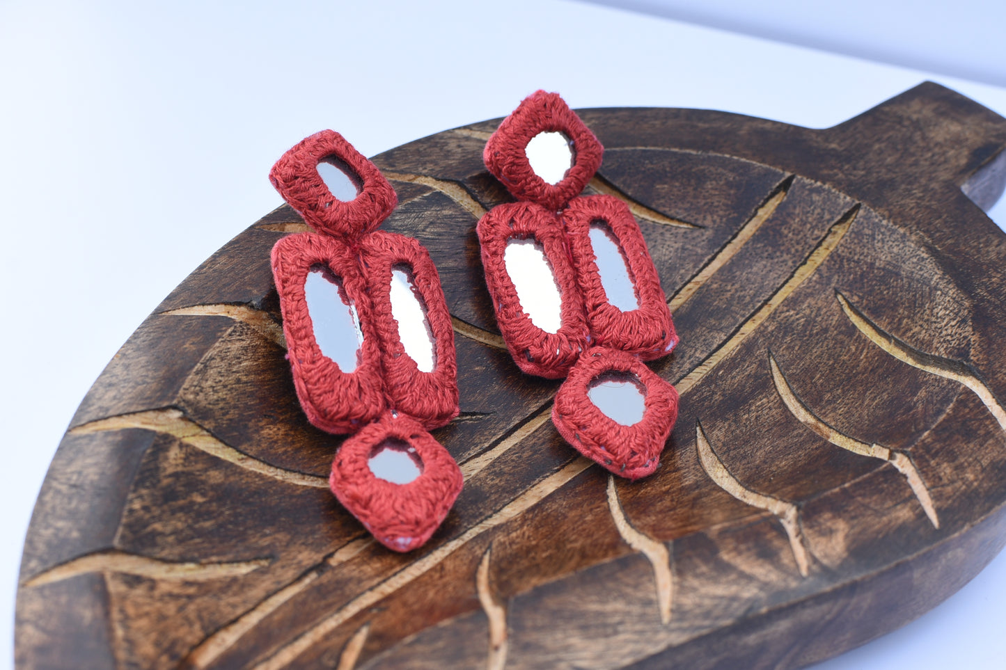 Pink mirror earrings