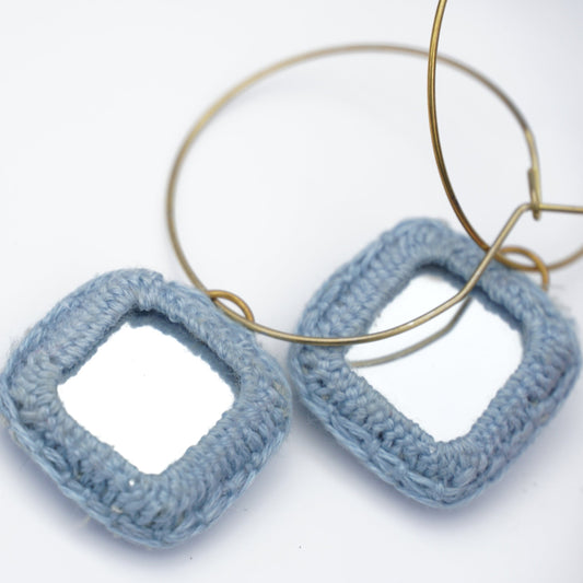 Square mirror earrings